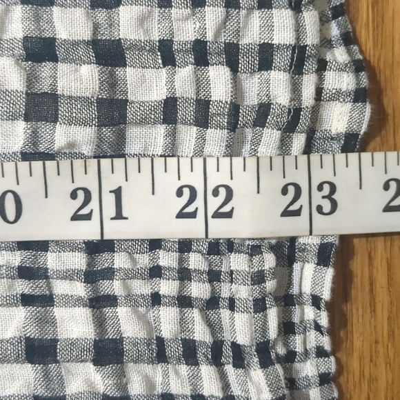 Eileen Fisher Boxy Linen Top Windowpane Check WhiteBlack Size LG Petite - Picture 9 of 9